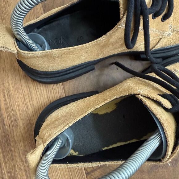 Zara Tan Suede Oxford Chunky Lug Sole EU 40 - Picture 7 of 10